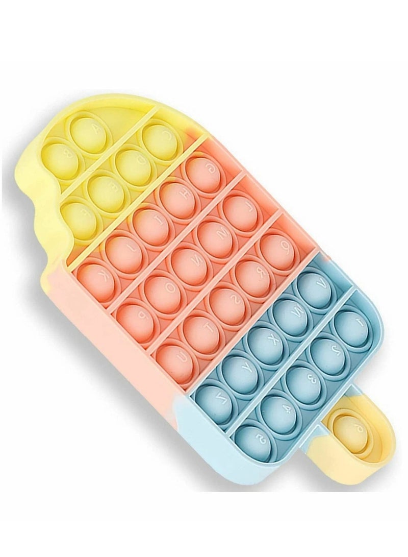 Push Pop Bubble Fidget Toy Sensory Silicone Stress Reliever for Kids and Adults Anxiety Relief Toy Portable Pop-It Toy for Fun and Relaxation (Ice Cream Rainbow) - Image 1